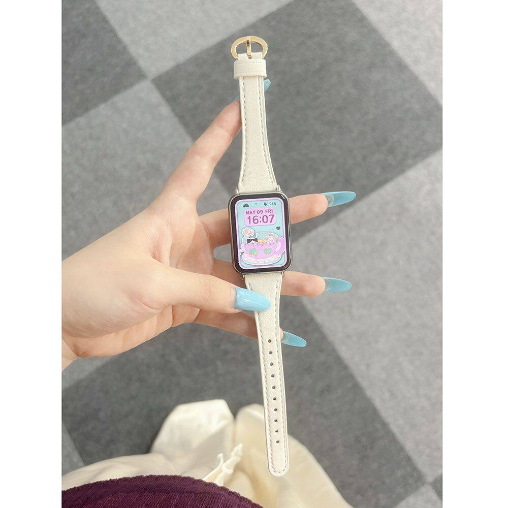 适用小米9pro表带手环8PRO红米watch4/5马蹄扣腕带皮质秋冬手表带