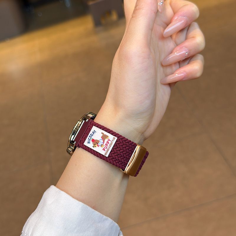 适用Amazfit华米gtr4表带gts2编织磁吸GTR3腕带pop跃我2e可爱小狗