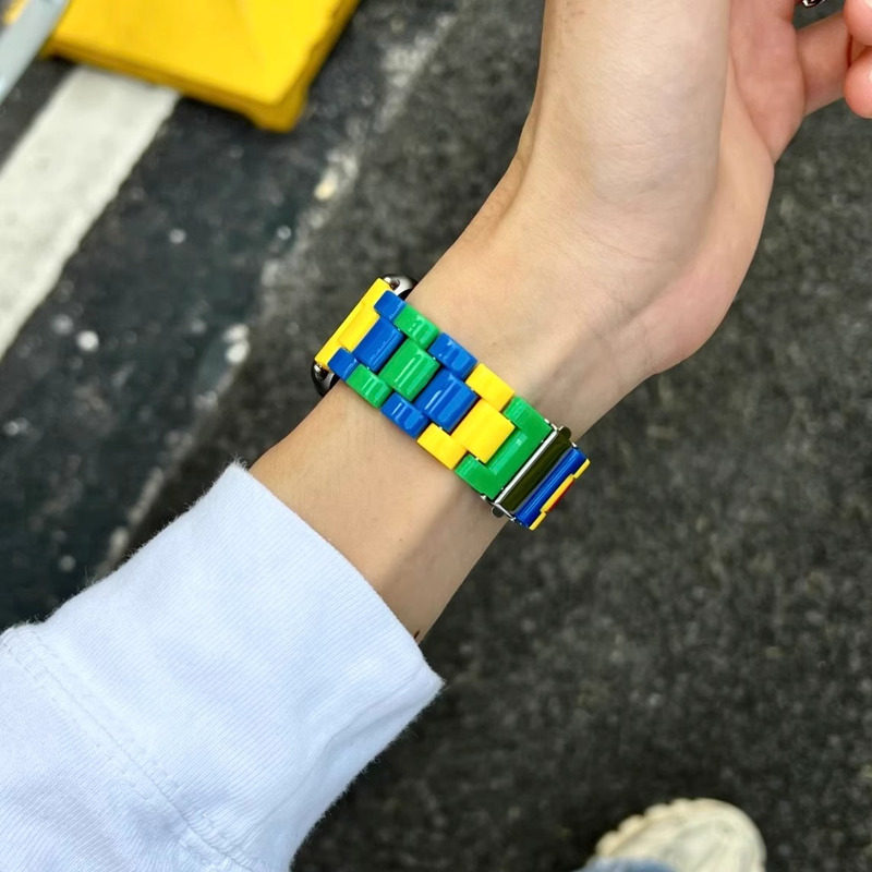 乐高视适用三星watch4/5/6/7彩色表带Active2拼色GearS3/S4透气夏