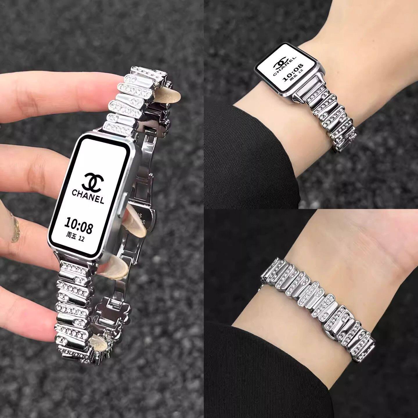 适用华为手环11表带11Pro金属高级镶钻不规则nfc运动小众腕带夏天