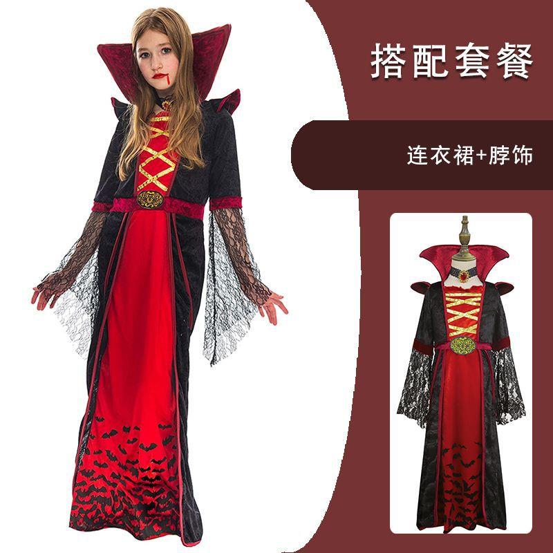 万圣节儿童服装女童裙子恐怖吸血鬼扮演服舞台演出服cosplay衣服