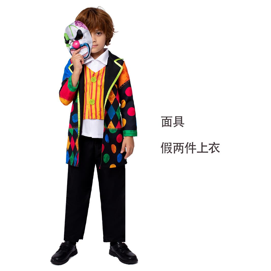 万圣节新款邪恶小丑角色扮演cos服儿童恐怖派对服饰舞台演出服