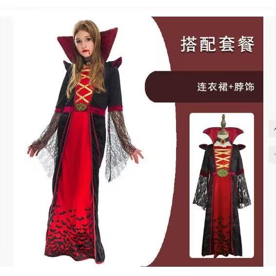 万圣节儿童服装女童裙子恐怖吸血鬼扮演服舞台演出服cosplay衣服