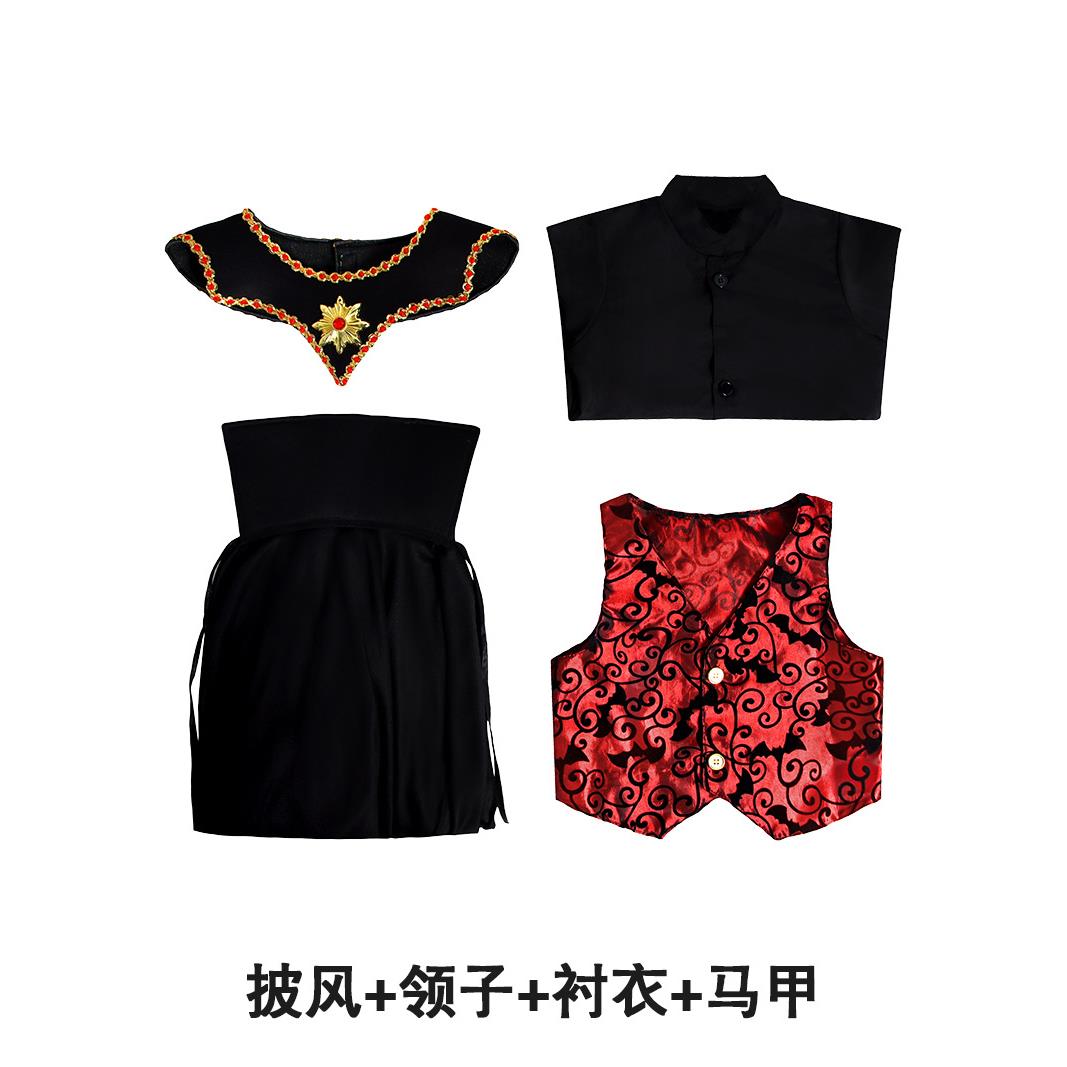 万圣节化妆舞会儿童恐怖装扮吸血贵族女cos舞台表演服儿童演出服