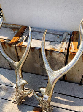 鹿角工艺品树脂摆件挂件仿真梅花鹿出口美式酒吧书房网红店装饰大