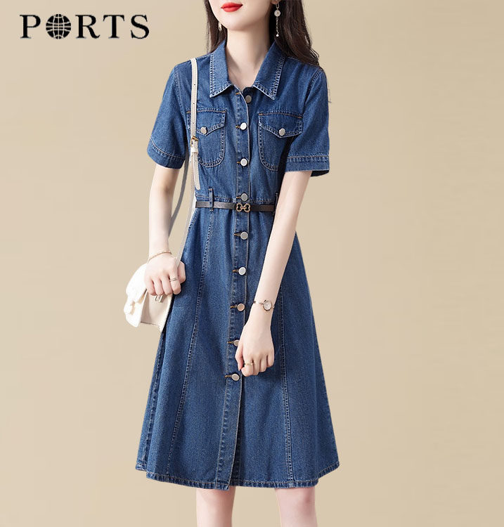 宝姿薄款牛仔连衣裙女2023年夏季新款宽松透气高腰显瘦短袖长裙子使用感如何?