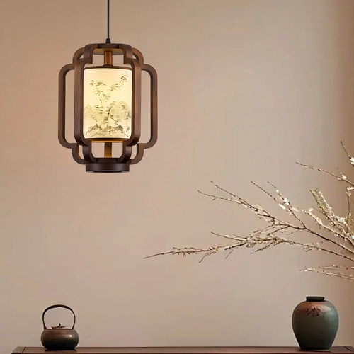 实木复古餐厅吊灯宋式美学