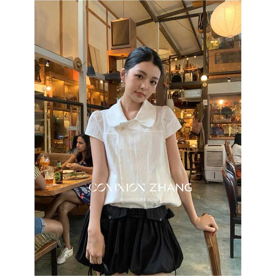 CZZHANG春甜美娃娃领短