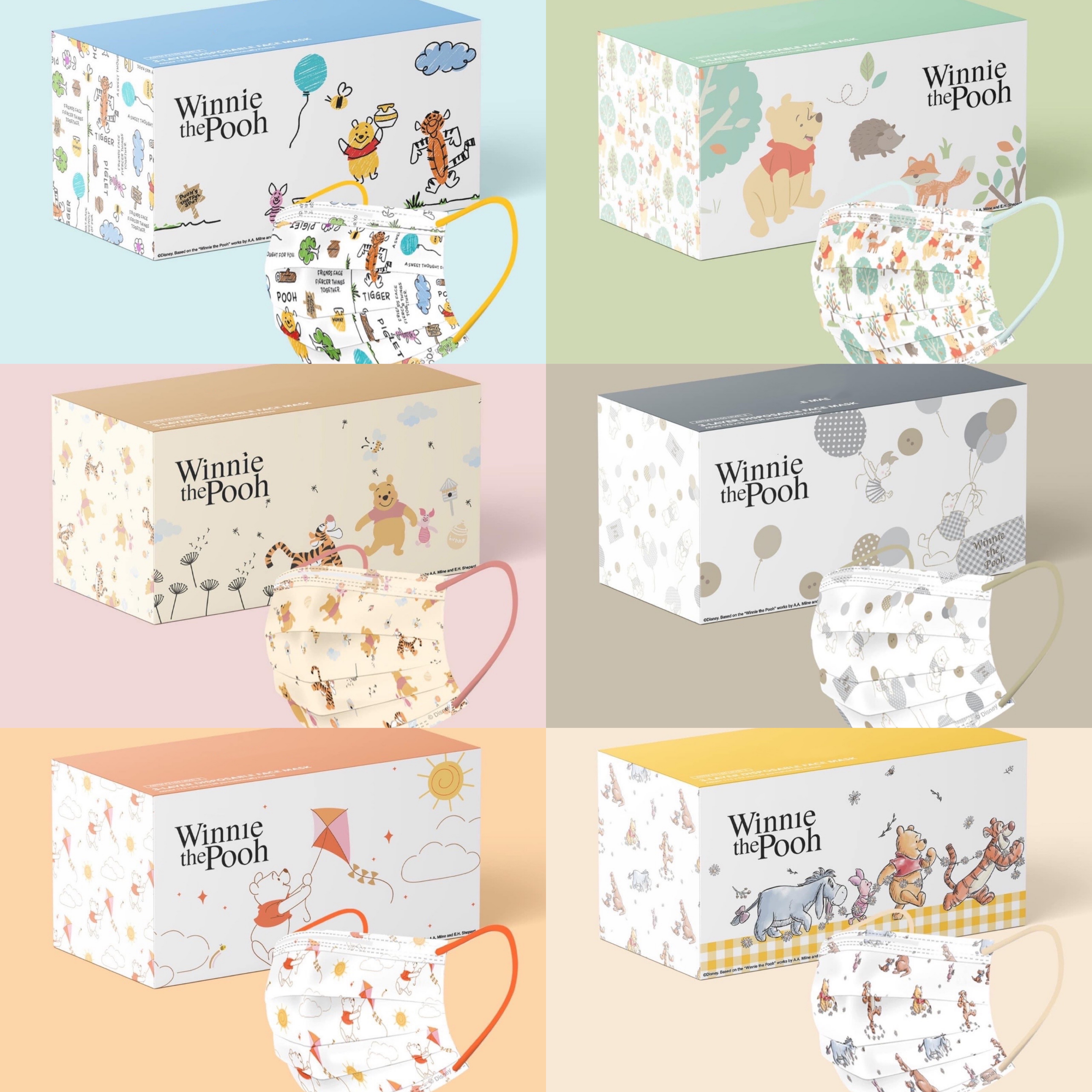 迪士尼卡通小熊维尼跳跳虎小猪女士成人口罩明星卡通时尚香港同款