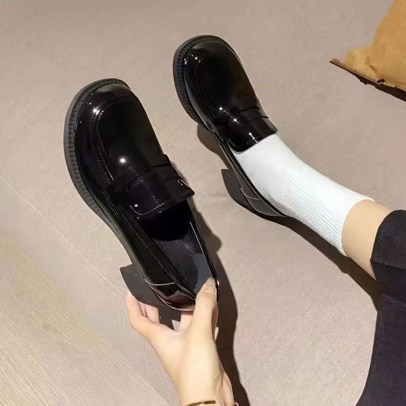 玛丽珍鞋女春秋软皮百搭单鞋粗跟防滑学院风JK制服复古英伦单鞋图片