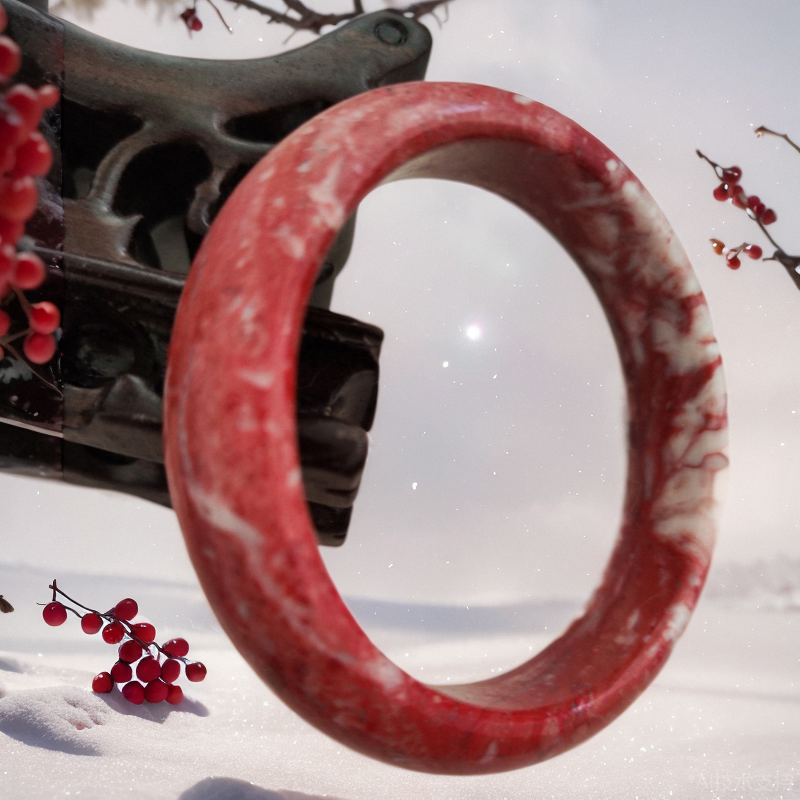 天然原矿朱砂鸡血石手镯满血原石