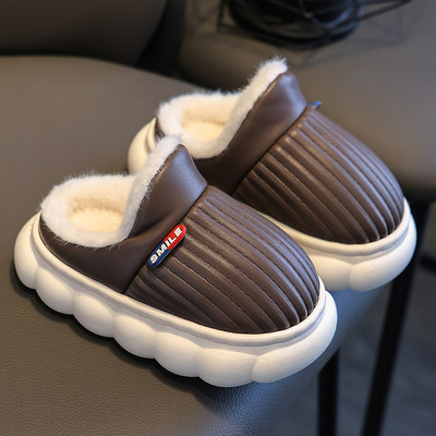 儿童棉拖鞋男女童秋冬季卡通室内毛绒防水包跟家居宝宝亲子棉鞋