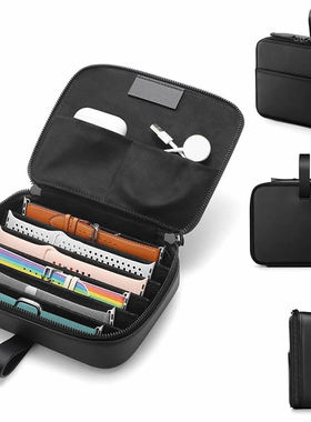 AKGLEADER适用苹果ultra1/2代手表带76applewatch5收纳盒皮包多功能袋iwatch1234567s849mm44保护套表带收纳