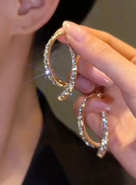 气质交叉鱼尾耳环女2023新款爆款潮小众设计感轻奢耳钉秋冬耳饰品