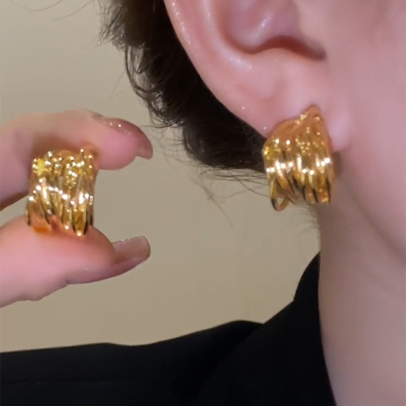 极简冷淡风金色复古镂空缠绕