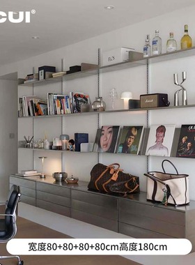 阿崔造屋 背景墙上墙置物架套装 不锈钢置物架模块化置物架套装