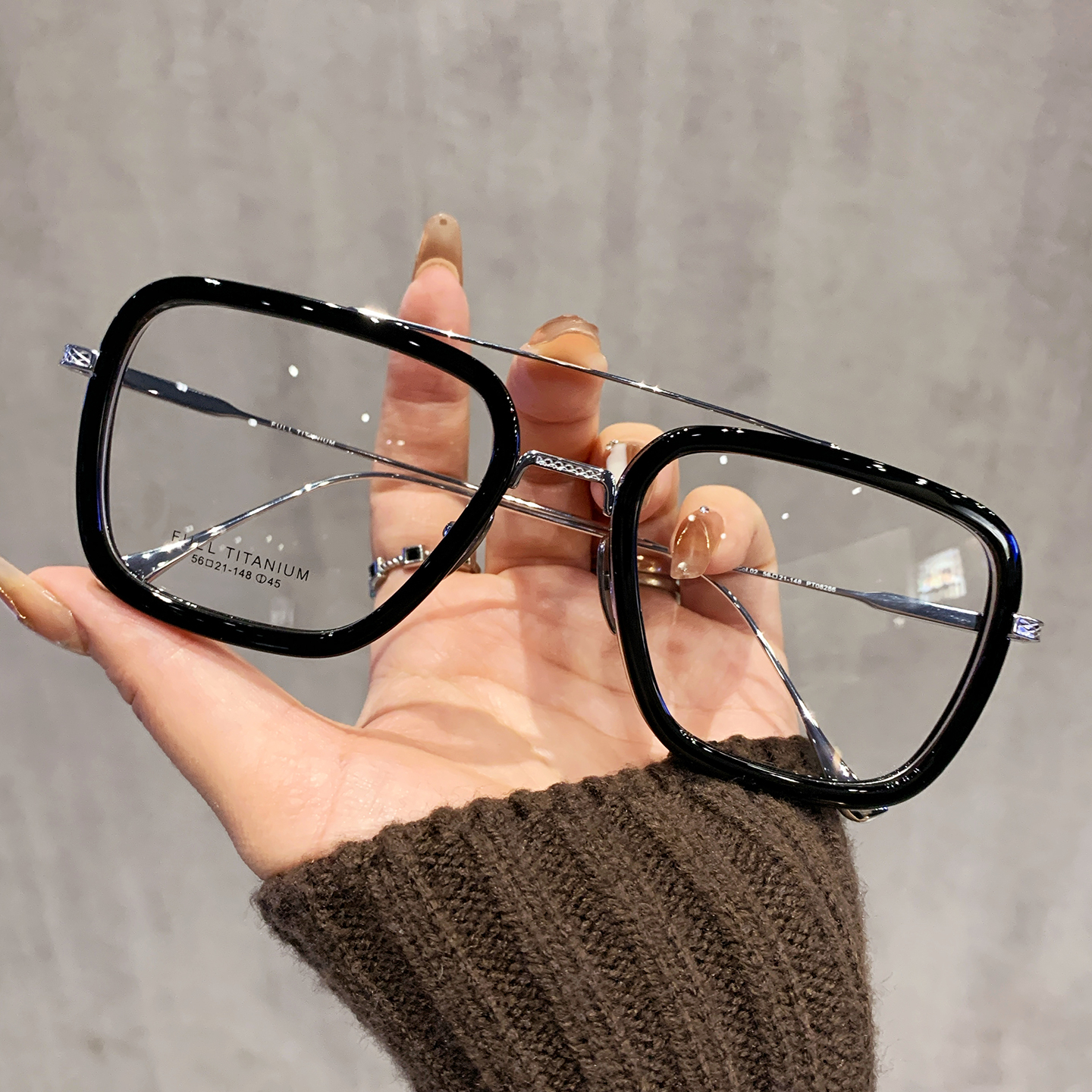 钢铁侠同款纯钛150大框眼镜近视男款专业配镜散光复古痞帅方圆脸