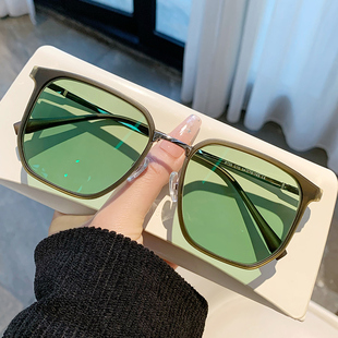 感光变色眼镜男近视大框国潮绿色防蓝光辐射抗疲劳平光女款 无度数