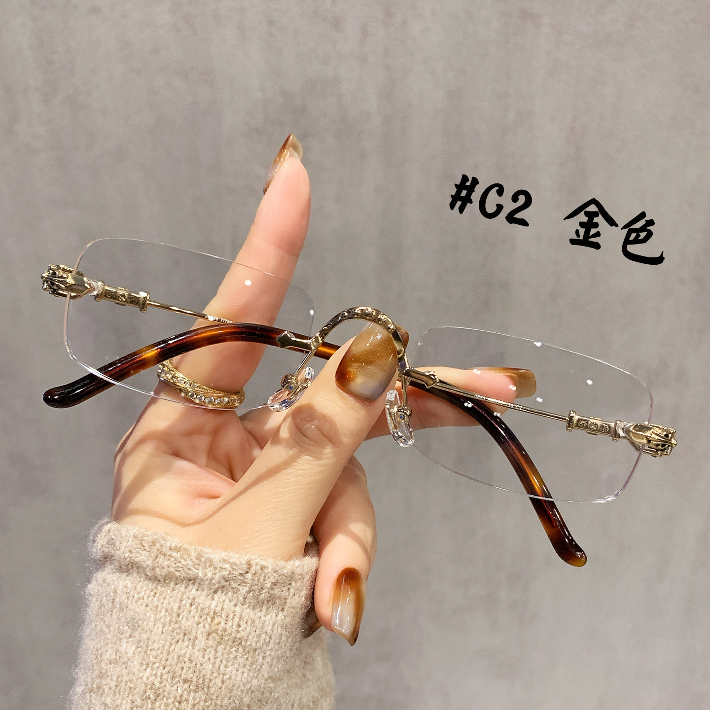 日系复古纯钛无框眼镜近视女度数可配素颜无边框镜架男金丝防蓝光,ZIPPO/瑞士军刀/眼镜,定制成品光学镜,淘宝优惠券,粉丝福利购,淘宝优惠卷