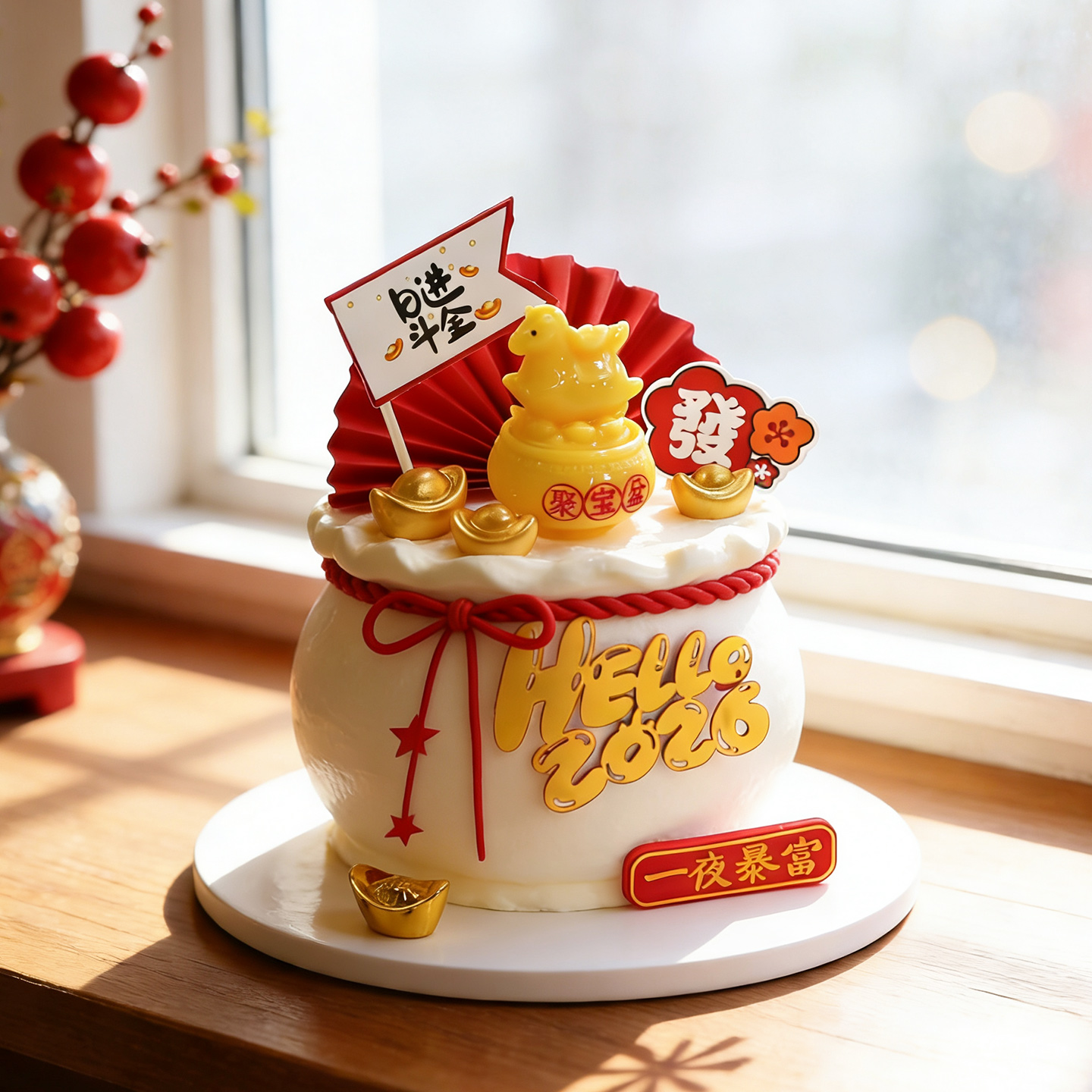 马年新春聚宝盆旋转小马玩偶摆件