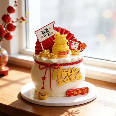 马年新春聚宝盆旋转小马玩偶摆件