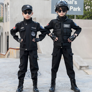 元旦儿童警服棉服加绒加厚警察特警衣服小孩装备男童特种兵套装