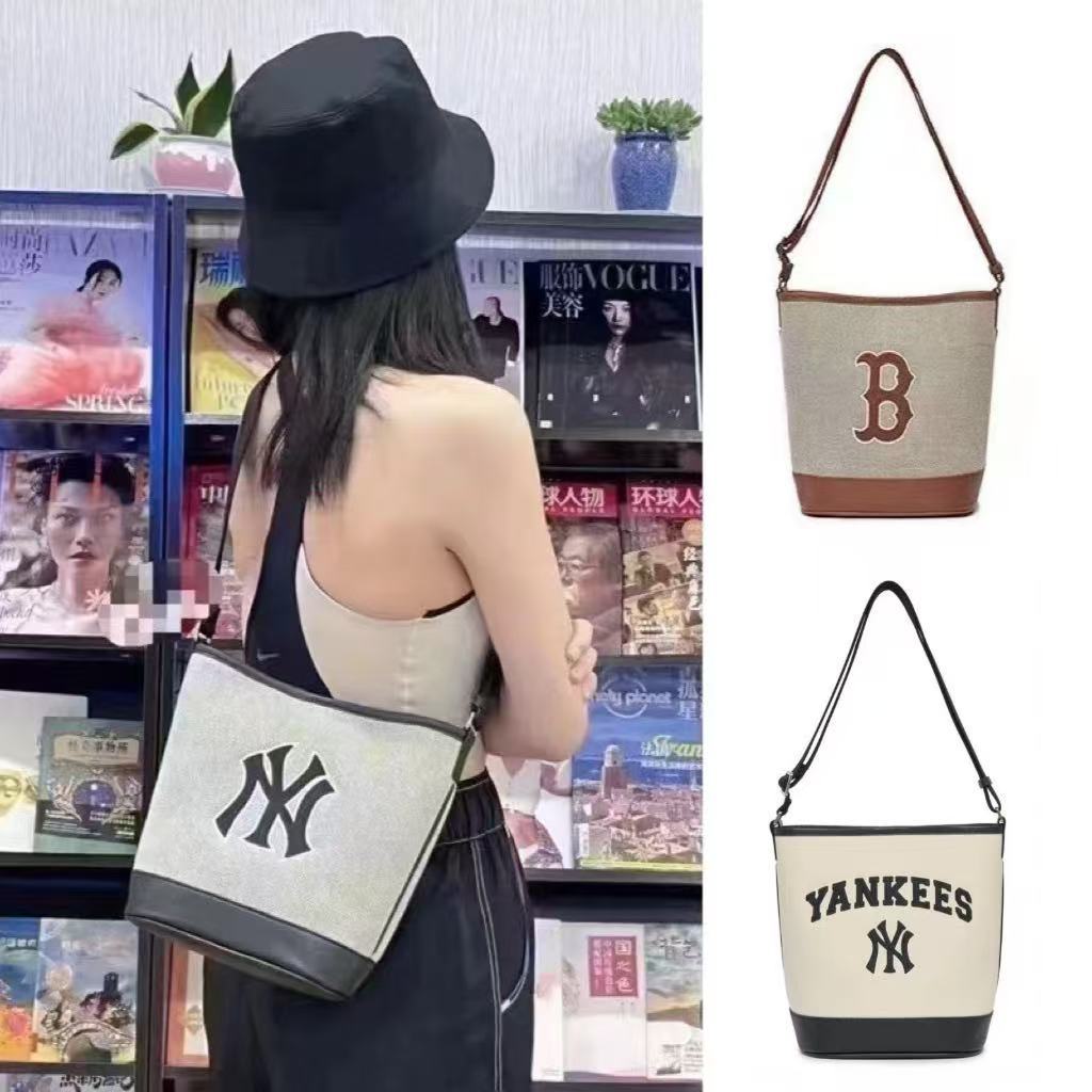 韩国MLB水桶包经典刺绣单肩斜挎包潮牌学院上班妈咪通勤百搭轻便