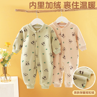 宝宝连体衣秋冬发热保暖摇粒绒衣服婴儿加厚外出服新生儿爬服哈衣