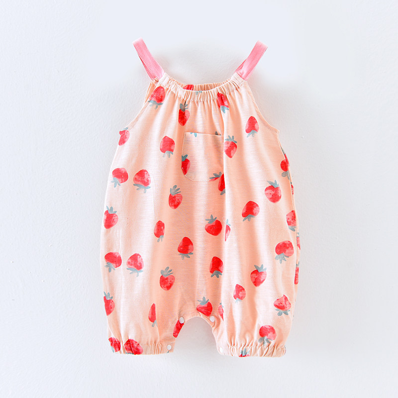 BABY SUSPENDER JUMPSUIT SUMMER NEW COTTON SLEEVELESS CRAWLER PAJAMAS THIN CLOTHES FOR NEWBORNS