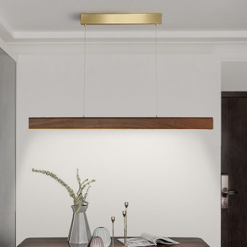 新中式极简胡桃木纹百搭餐厅灯