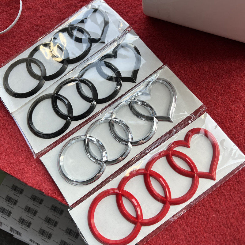 奥迪爱心车标心形标志a3a4a6a8q5改装后尾标恶搞个性网红车贴车尾