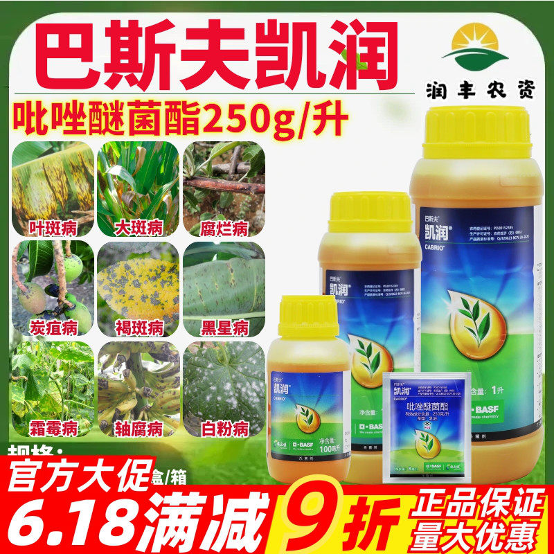 整箱进口巴斯夫凯润25%吡唑醚菌酯黄瓜香蕉等叶斑病褐斑病杀菌剂