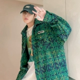 Зеленая мужская куртка, демисезонная рубашка, парная одежда для влюбленных, в стиле Шанель, французский стиль, изысканный стиль