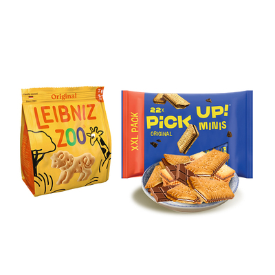 百乐顺PickUp迷你夹心巧克力饼干233g+动物可可饼干100g饼干零食