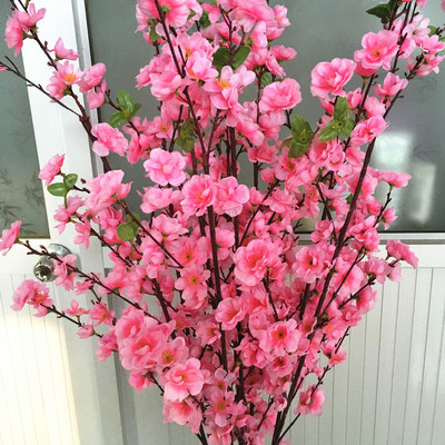 真桃花枝家居装饰花塑料假花粉色真梅花园林大树绿化工程