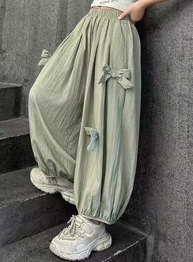 女童防蚊裤夏季薄款蝴蝶结灯笼裤