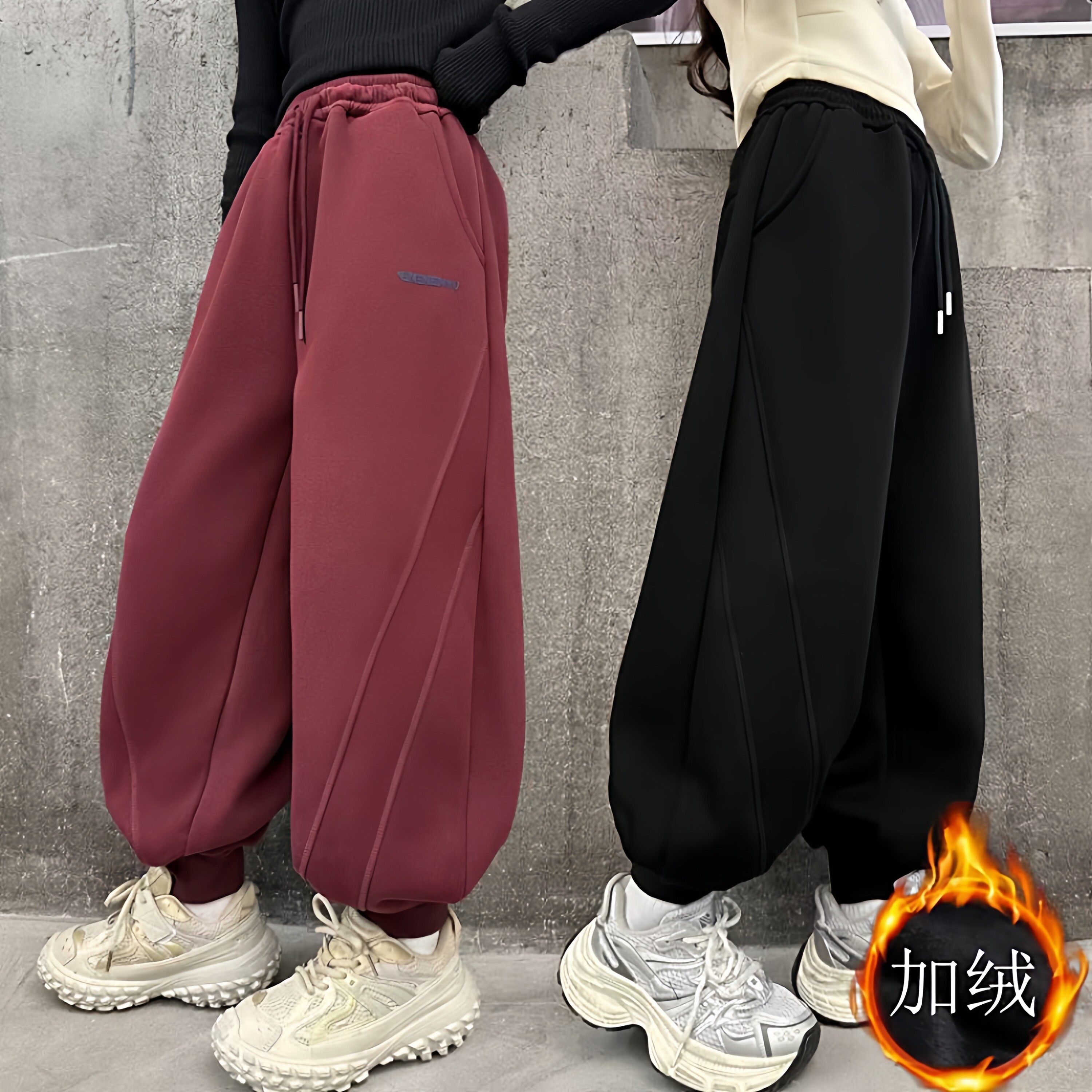 女童炸街卫裤秋冬加绒加厚女大童韩版街舞跳舞i运动裤儿童秋装 潮