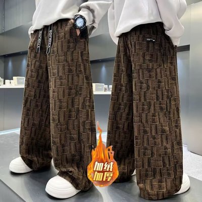 男童灯芯绒休闲裤秋冬季一体绒裤