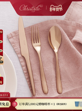 CHRISTOFLE昆庭L'Ame灵魂乐章不锈钢餐具粉金刀叉勺西餐家用套装