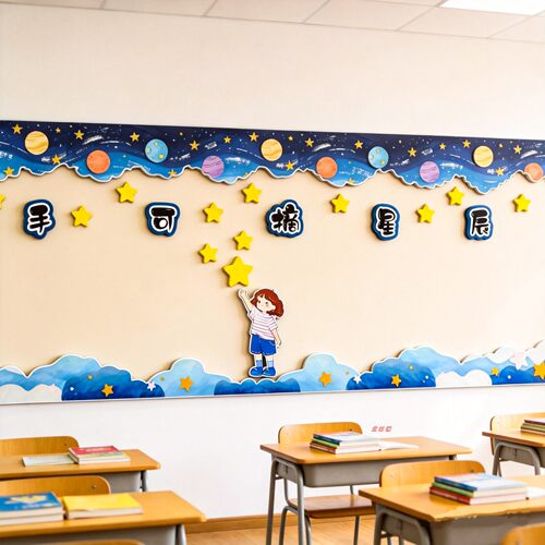 黑板报毛毡墙贴作品展示