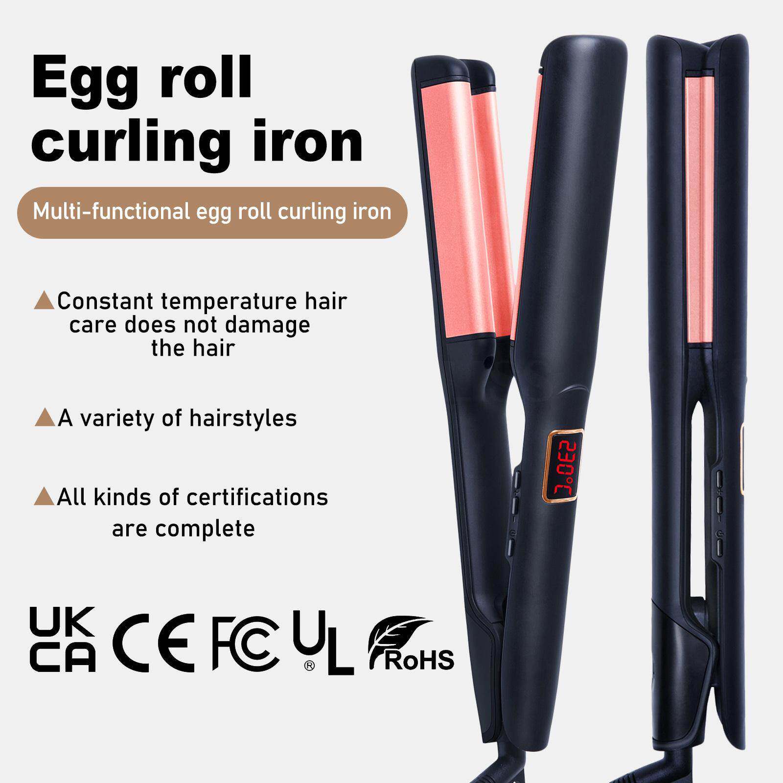 跨境热销蛋卷夹板卷发棒家用大波浪造型卷发器不支持国内自用