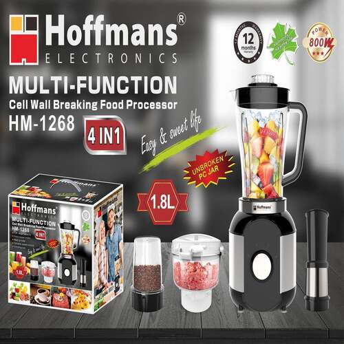 Hoffmans 1268 4 in 1 Multi-Function Food Processor 8pc/ctn
