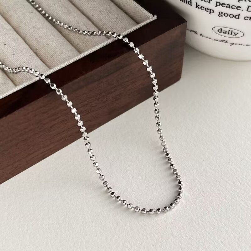 S925纯银不规则切面圆珠项链女简约轻奢高级感百搭裸链毛衣链,饰品/流行首饰/时尚饰品新,银饰项链,淘宝优惠券,粉丝福利购,淘宝优惠卷