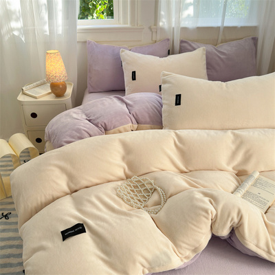 A类高克重牛奶绒冬季保暖四件套