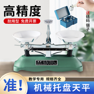 初中物理托盘天平学生实验室用100g200g高精度克重含砝码天平秤套装小学教具天平称机械支架教学用精密度盘秤