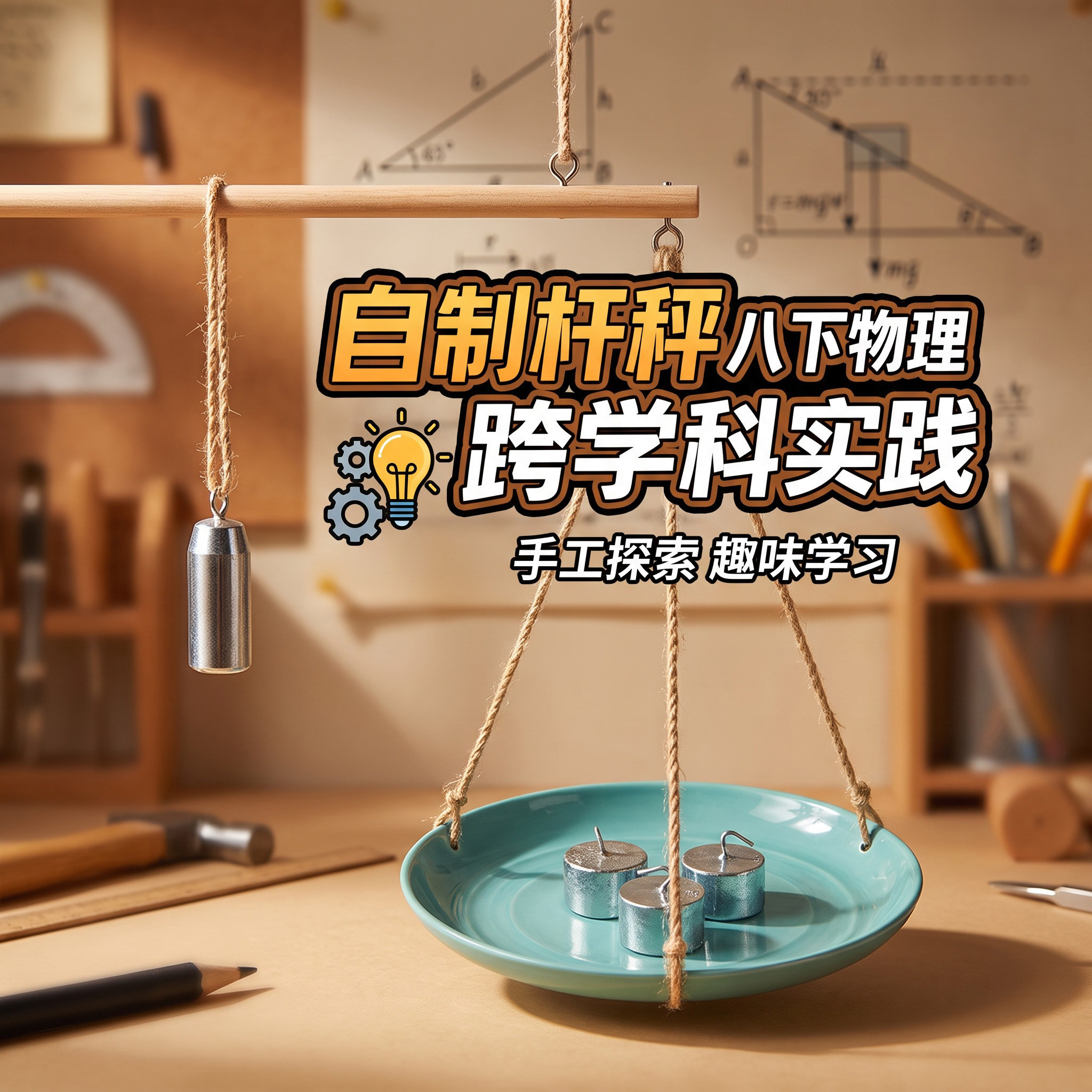 自制简易杆秤初中物理初二下册八年级人教版力学杠杆平衡条件原理跨学科实践DIY材料包实验器材教学仪器教具图片