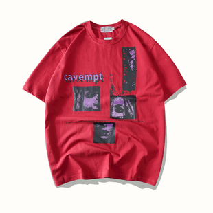 CAVEMPT C.E短袖女人脸日系复古印花oversize男女同款宽松BF风T恤
