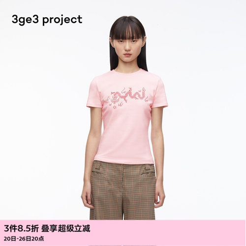 3ge3project纯棉针织布女T恤