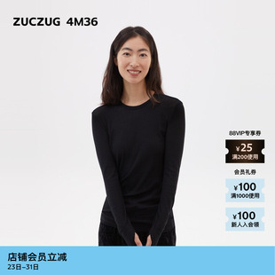 新品 女士薄透罗纹针织布合体长袖 素然ZUCZUG 夏季 T恤 4M36