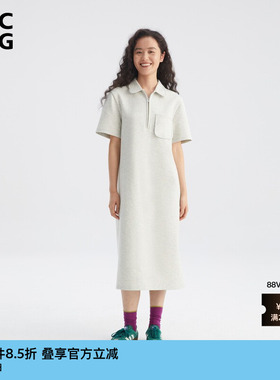 【新品】ZUCZUG 素然春季女士休闲气质空气层棉针织灰色连衣裙